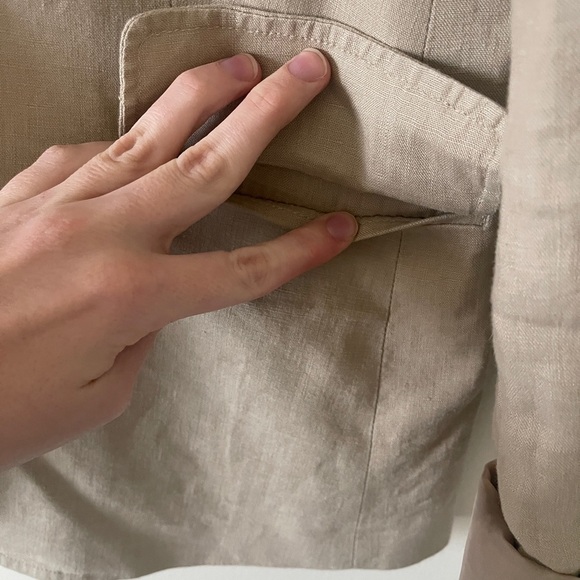 Jones New York linen tan blazer 1 bottom closure size 6 - Picture 4 of 12